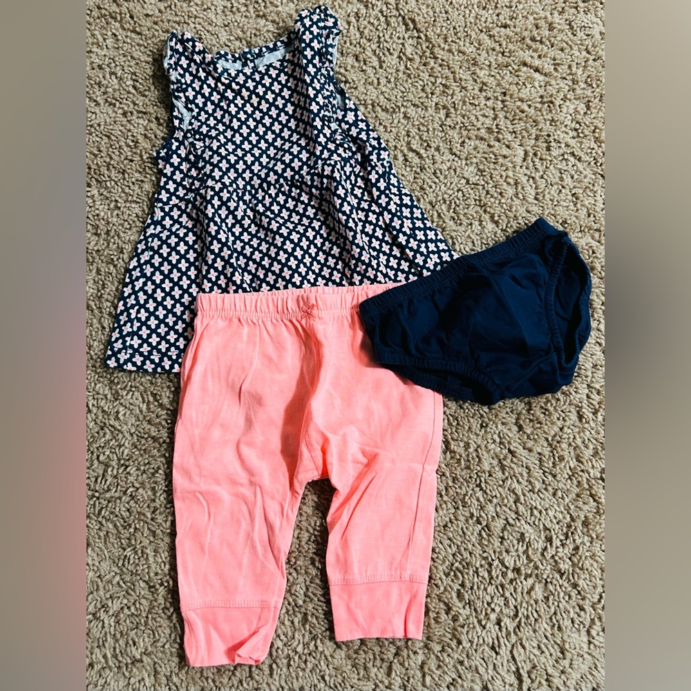 Carter's Floral Navy and Pink Baby Outfit